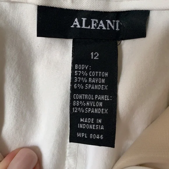 Alfani White Pants Size 12 Cotton/Rayon/Spandex - Picture 3 of 6